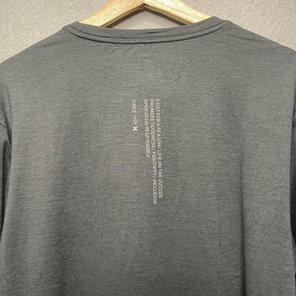 Hurley X Mens Long Sleeve Shirt Size Large Gray Logo Front Active Pullover - Picture 6 of 7